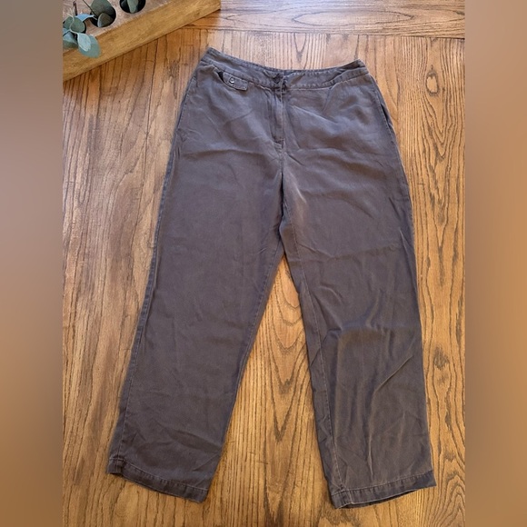 J Jill Loose Fit Tapered Trouser Pants Soft Tencel Brown Size 14 - Picture 1 of 10